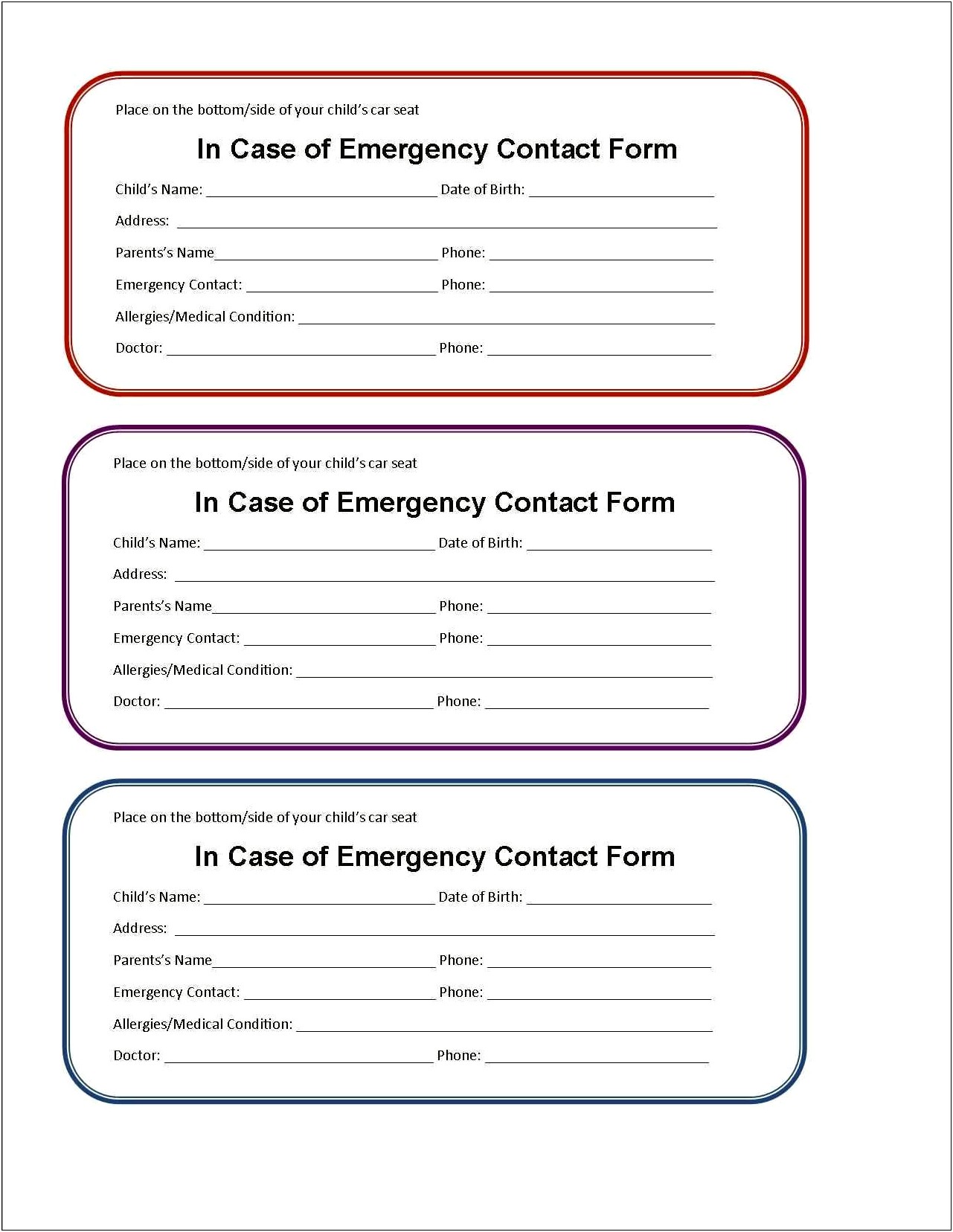Free Medical Alert Wallet Card Template For Word