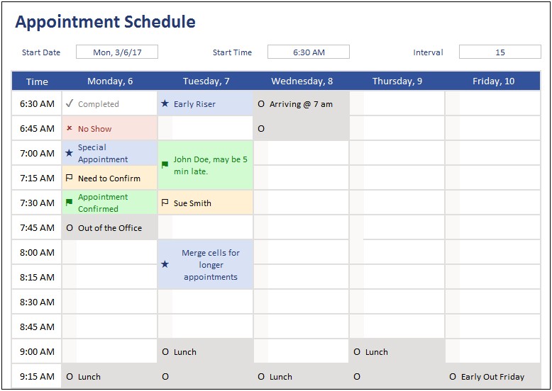 Free Medical Appointment Scheduling Excel Free Template