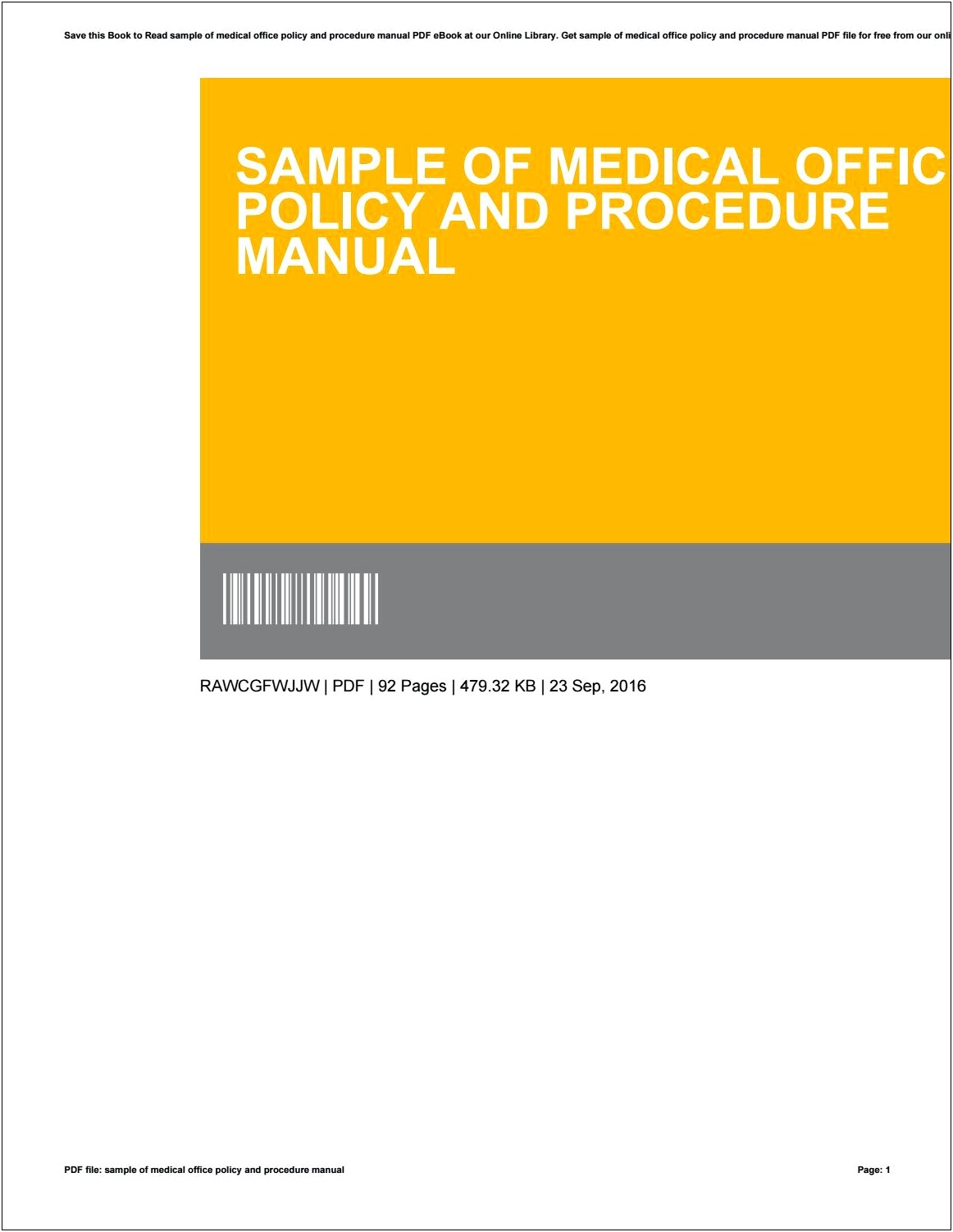 Free Medical Office Policy And Procedure Manual Template