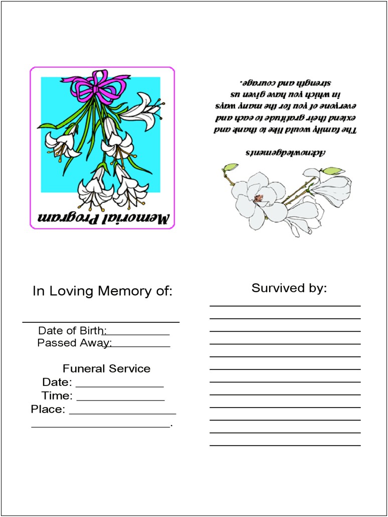 Free Memorial Card Template For Word