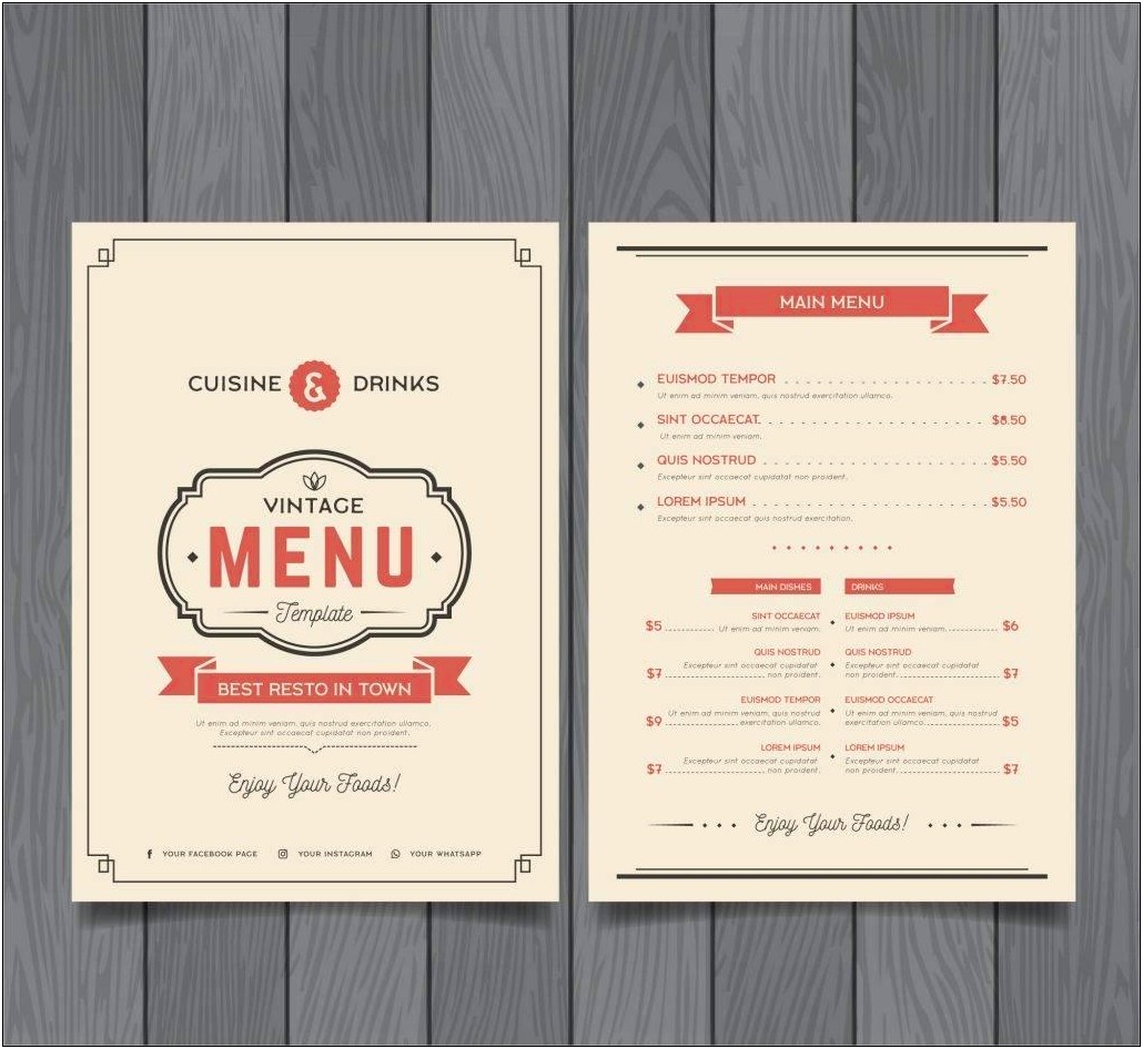 Free Menu Templates For School For 2018 2019
