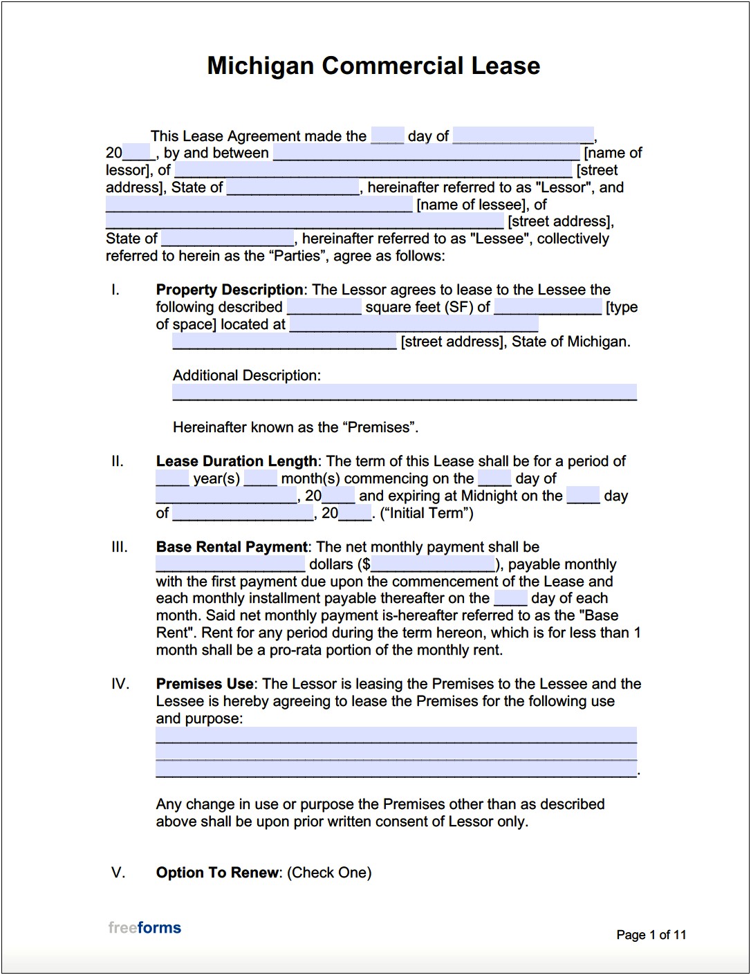 Free Michigan Residential Lease Agreement Template