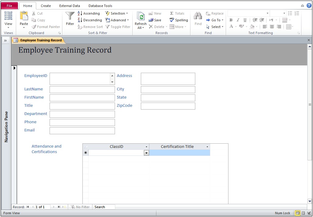 Free Microsoft Access Template For Employee Database