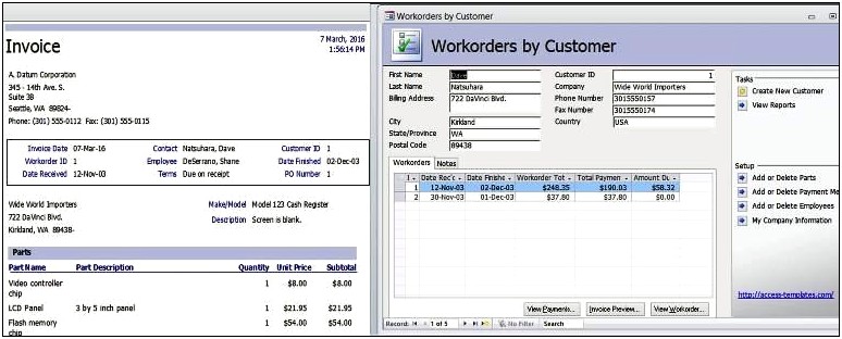 Free Microsoft Access Work Order Database Template