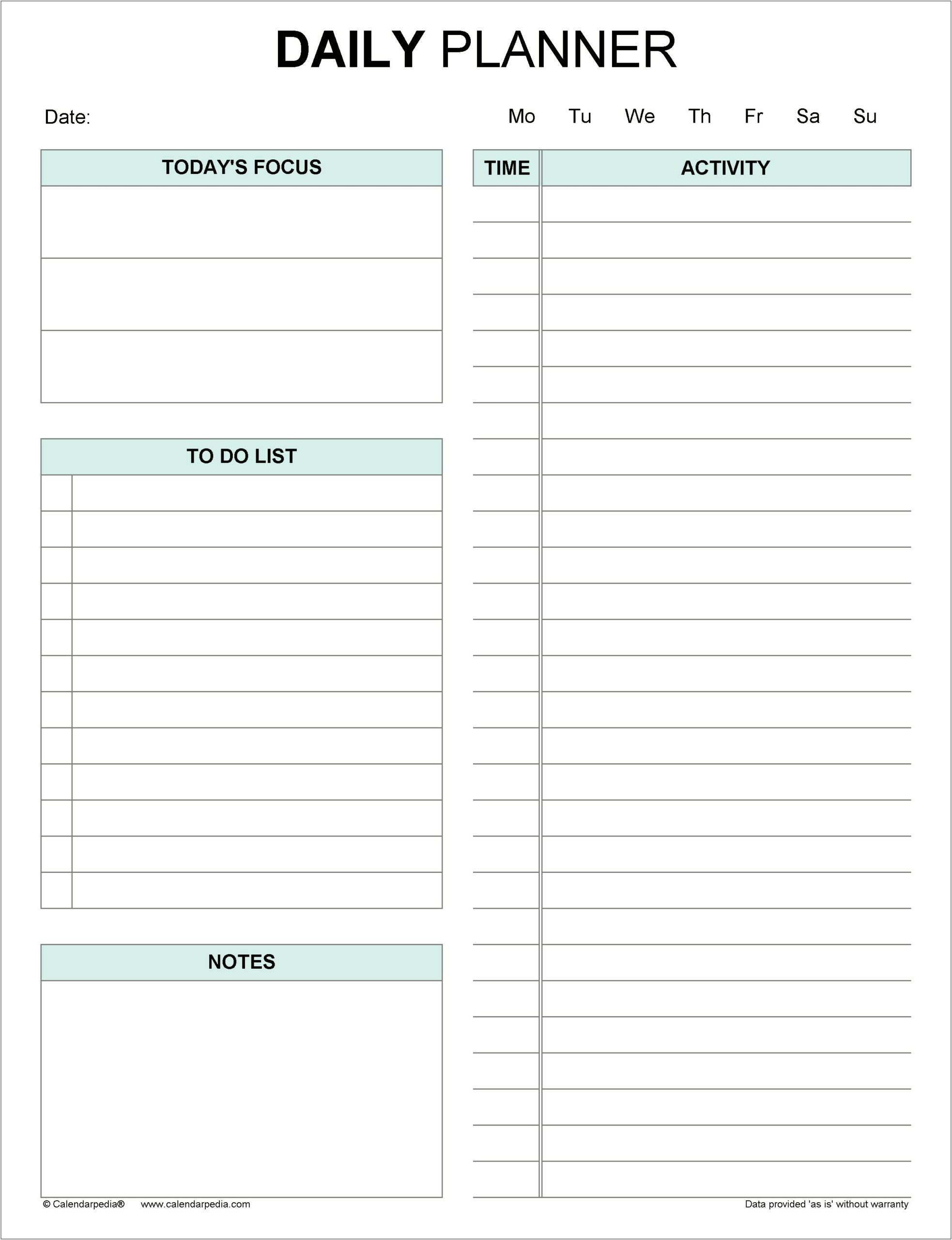 Free Microsoft Word Daily Planner Template
