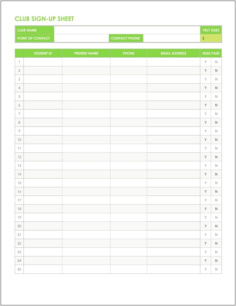 Free Microsoft Word Sign Up Sheet Template
