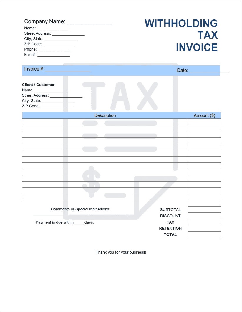 Free Microsoft Word Tax Invoice Template