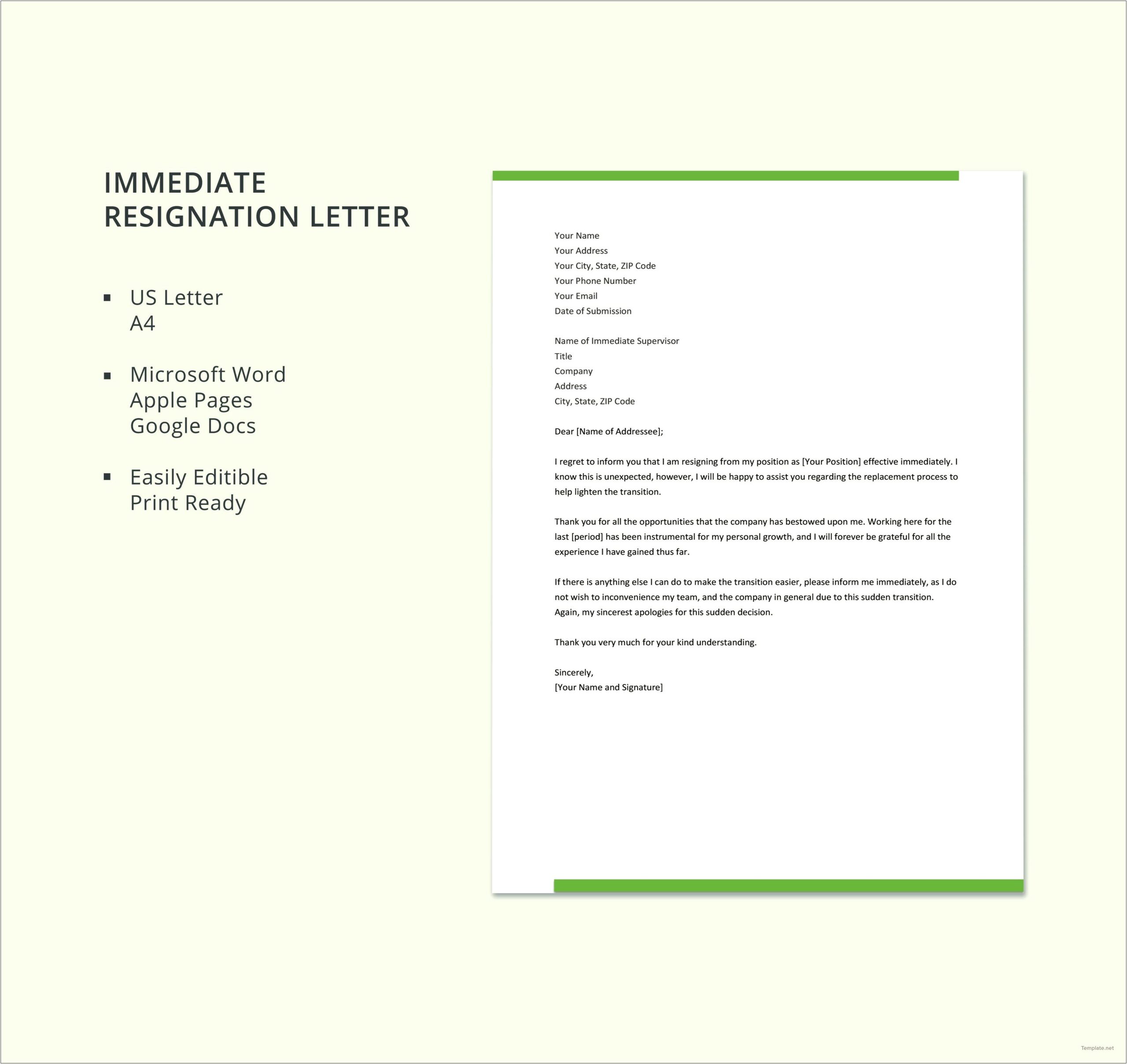 Free Microsoft Word Templates For Resignation Letters