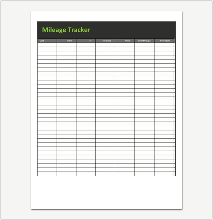 Free Mileage Log Sheet Template Printable