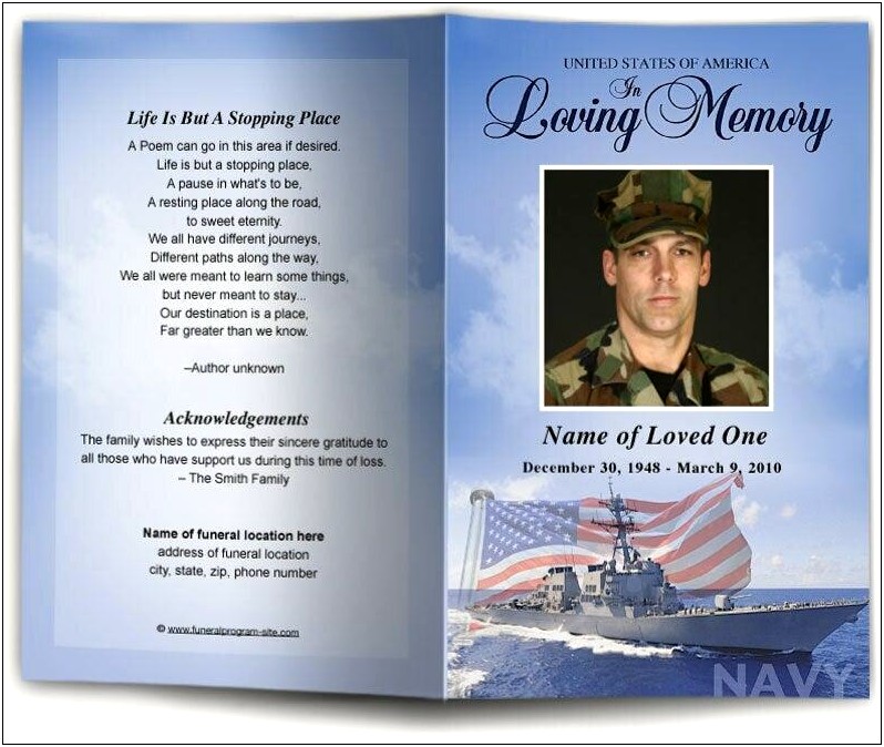 Free Military Memorial Templates For Funerals