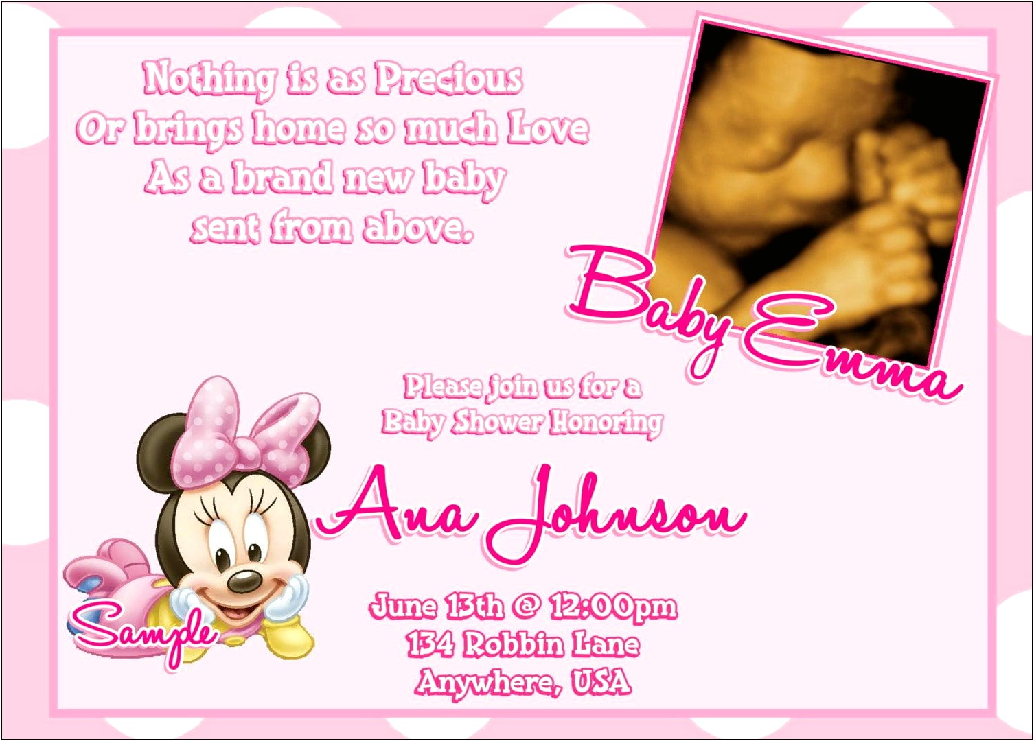 Free Minnie Mouse Baby Shower Invitation Templates