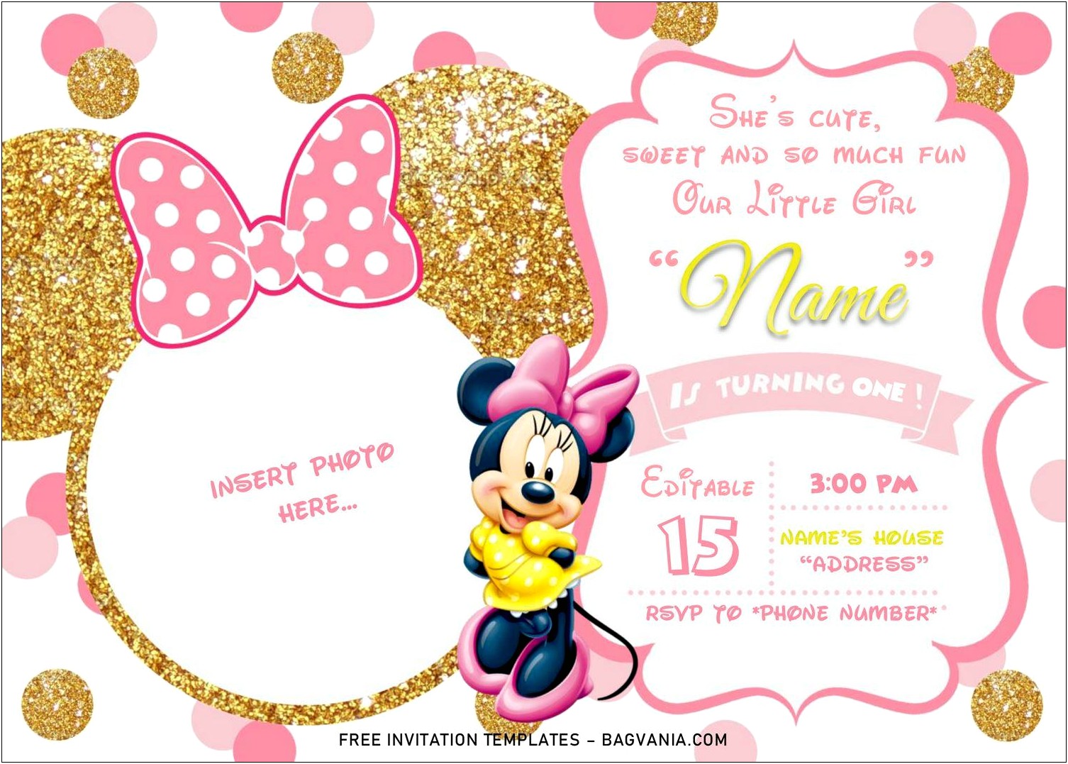 Free Minnie Mouse Party Invitation Template