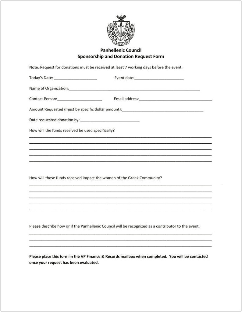 Free Monatary Donation Request Form Template Pdf