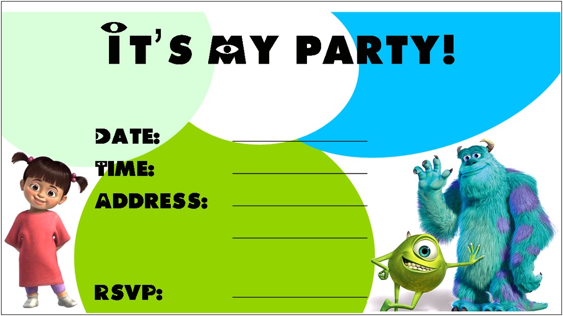 Free Monsters Inc Birthday Invitation Template