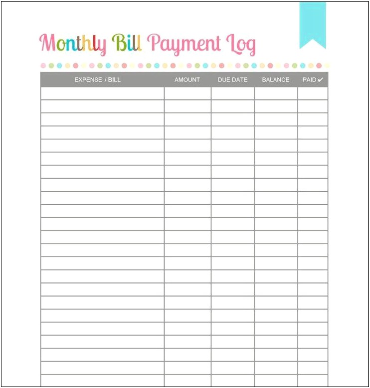 Free Monthly Bill Calendar Excal Template