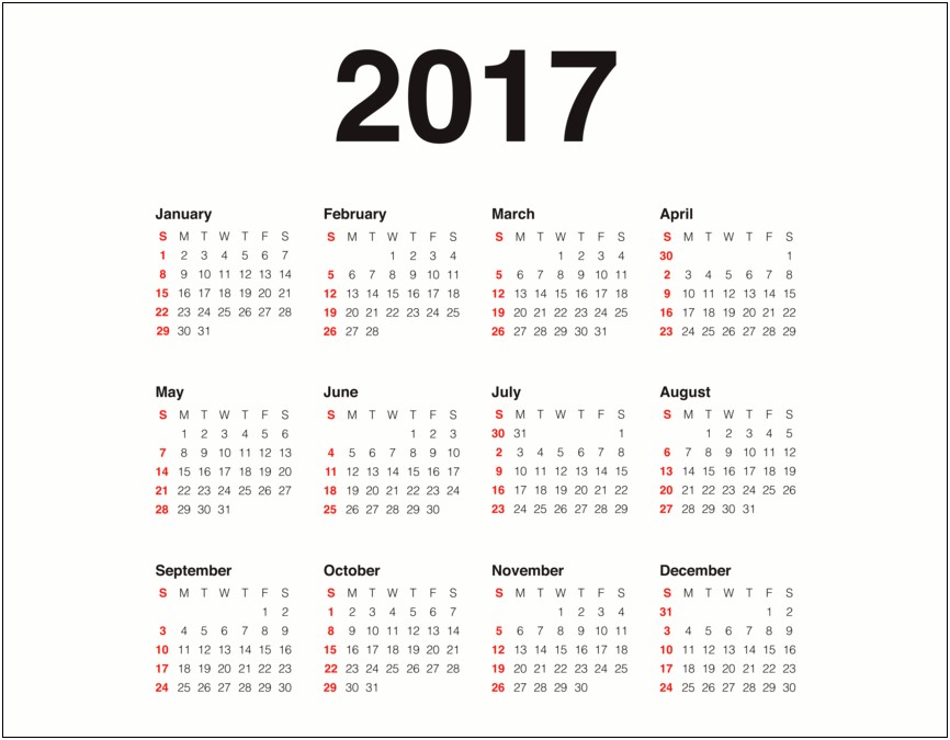 Free Monthly Calendar Template 2017 18