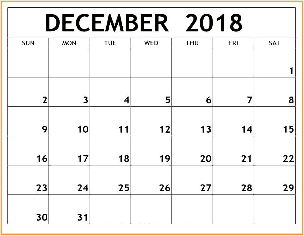 Free Monthly Calendar Template 2018 Excel
