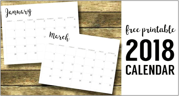Free Monthly Calendar Template 2018 Printable