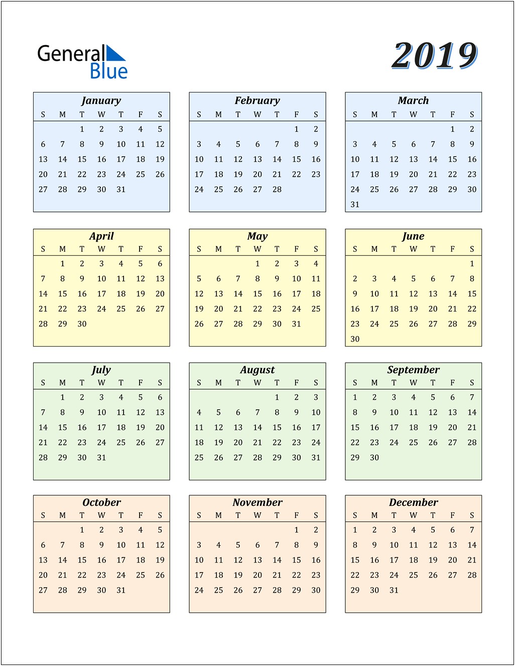 Free Monthly Calendar Template 2019 Word