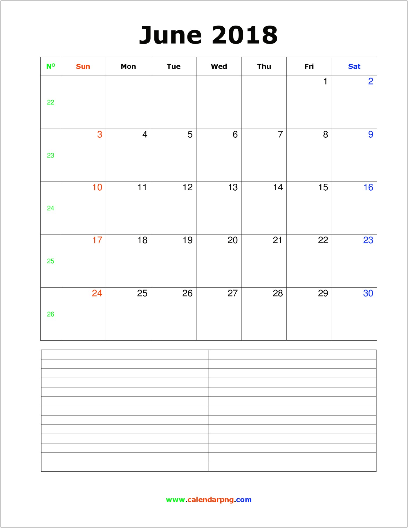 Free Monthly Calendar Templates June 2018