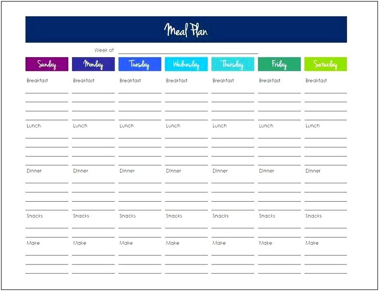 Free Monthly Meal Planner Template Excel