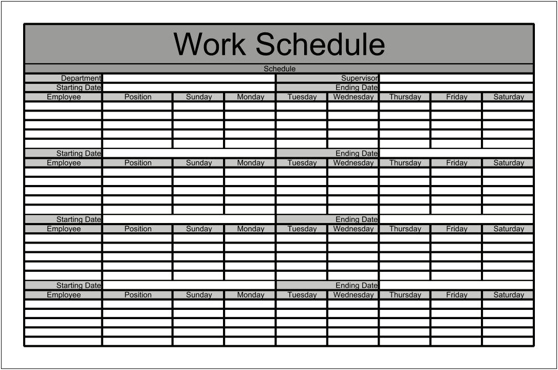 Free Monthly Work Schedules Templates For Print Artist