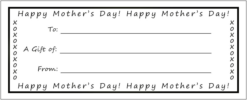 Free Mother's Day Gift Certificate Templates