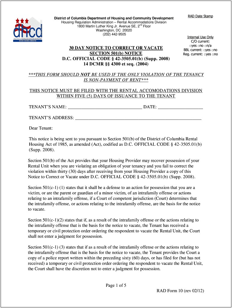 Free Move Out Notice Template 30 Day