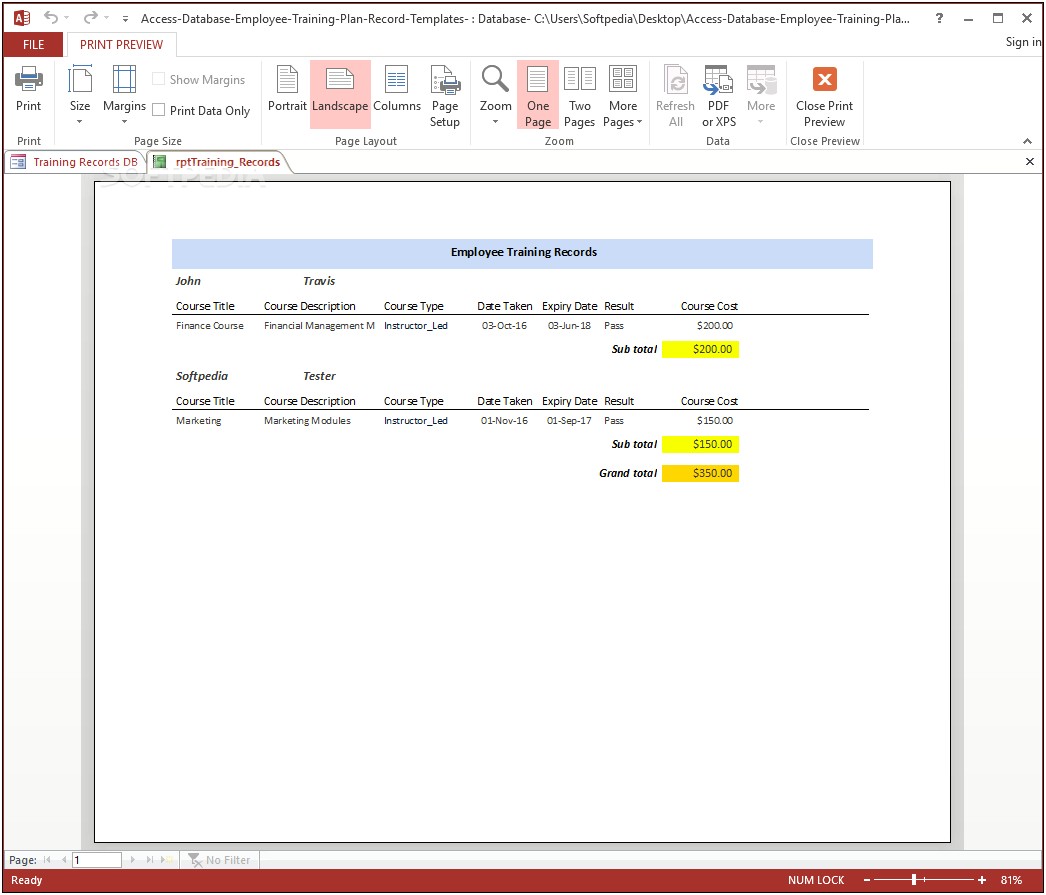 Free Ms Access Training Database Template