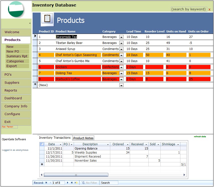 Free Ms Access Warehouse Management Template
