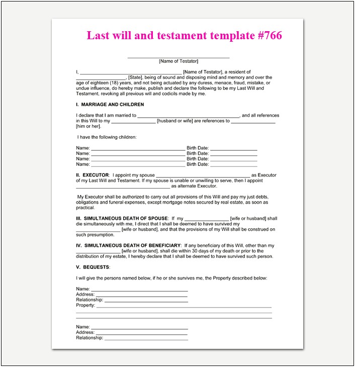 Free Mutual Last Will And Testament Template
