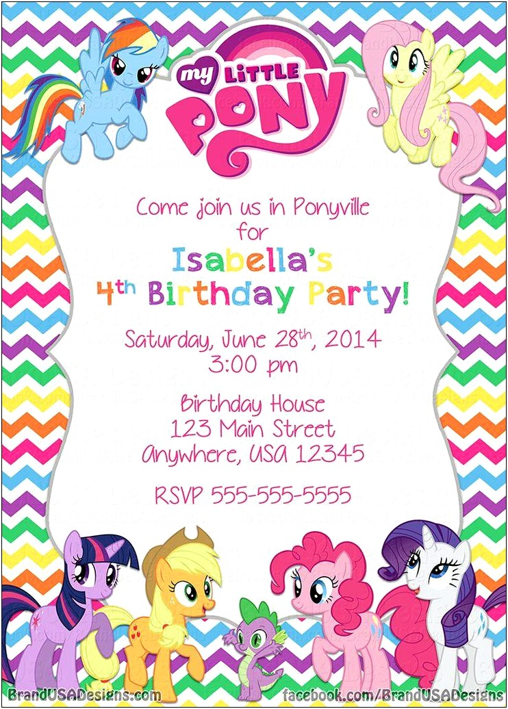 Free My Little Pony Birthday Card Template