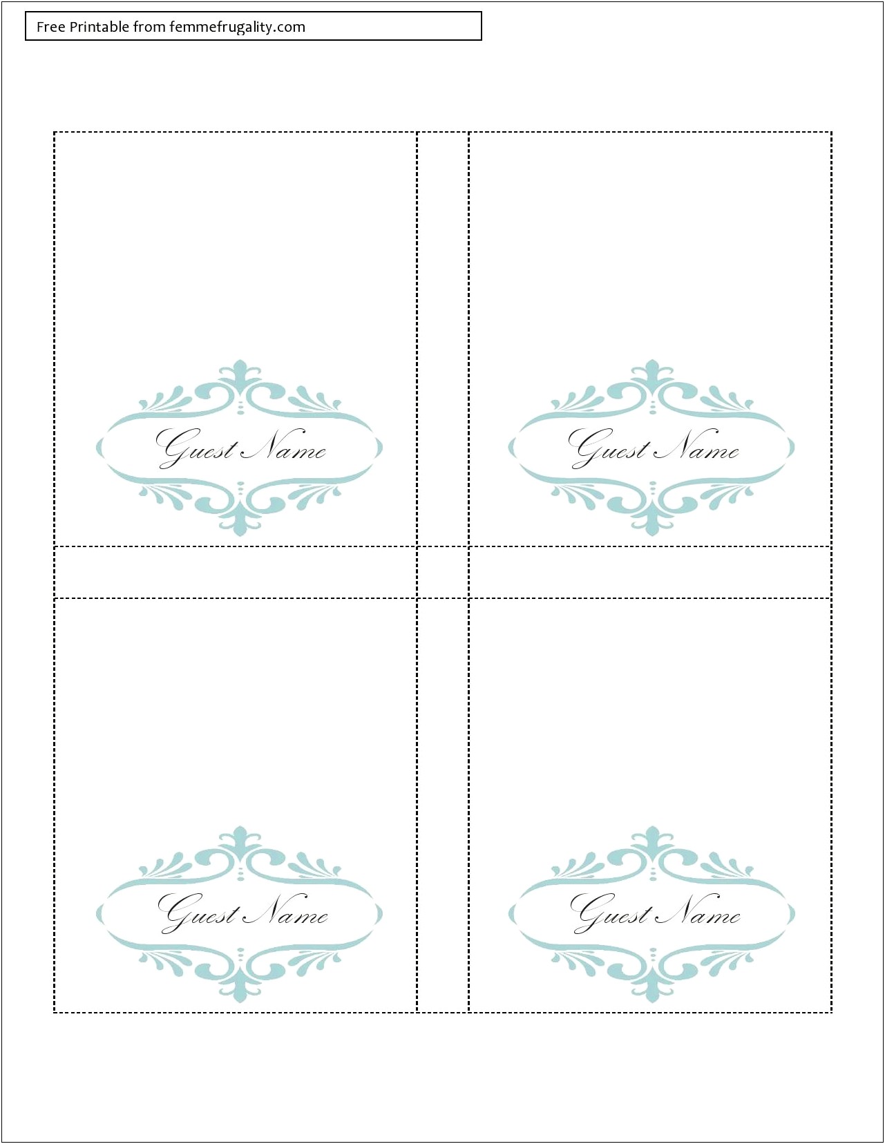 Free Name Place Card Template Download