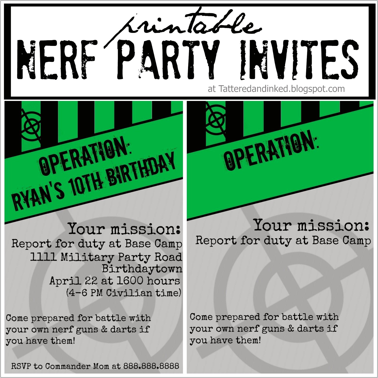 Free Nerf Gun Party Invitations Template