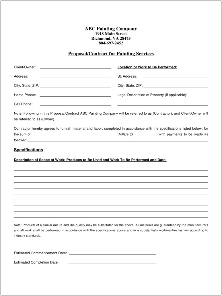 Free New Home Construction Contract Template