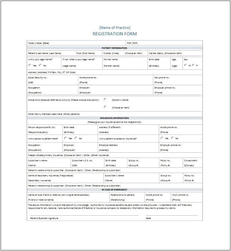 Free New Patient Intake Form Template