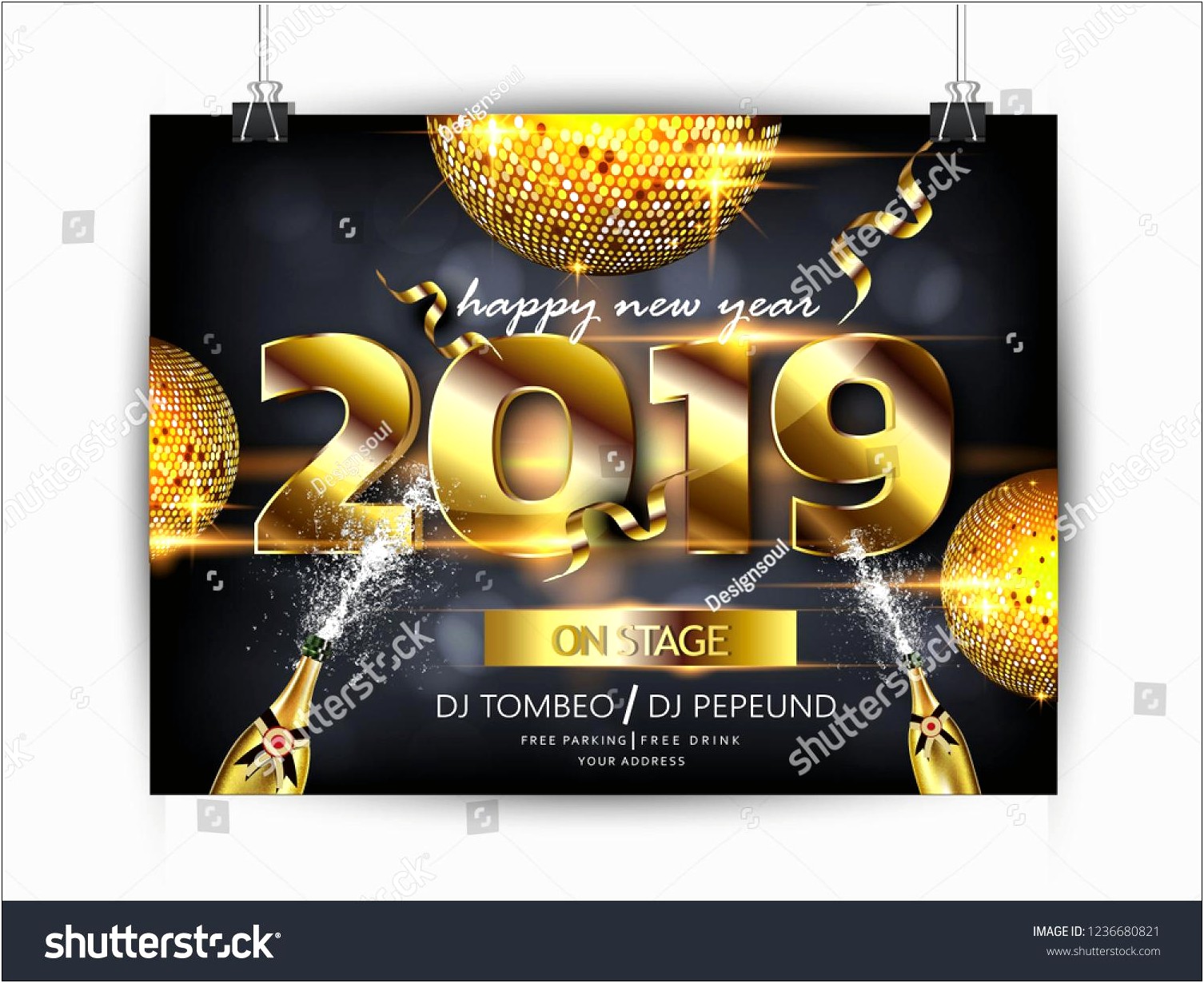 Free New Year Party Invitation Card Template