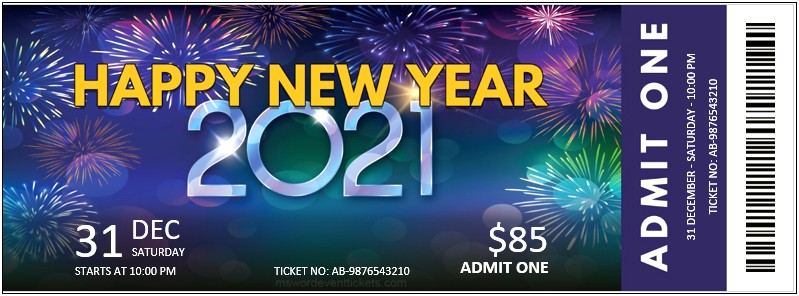 Free New Year Party Ticket Template