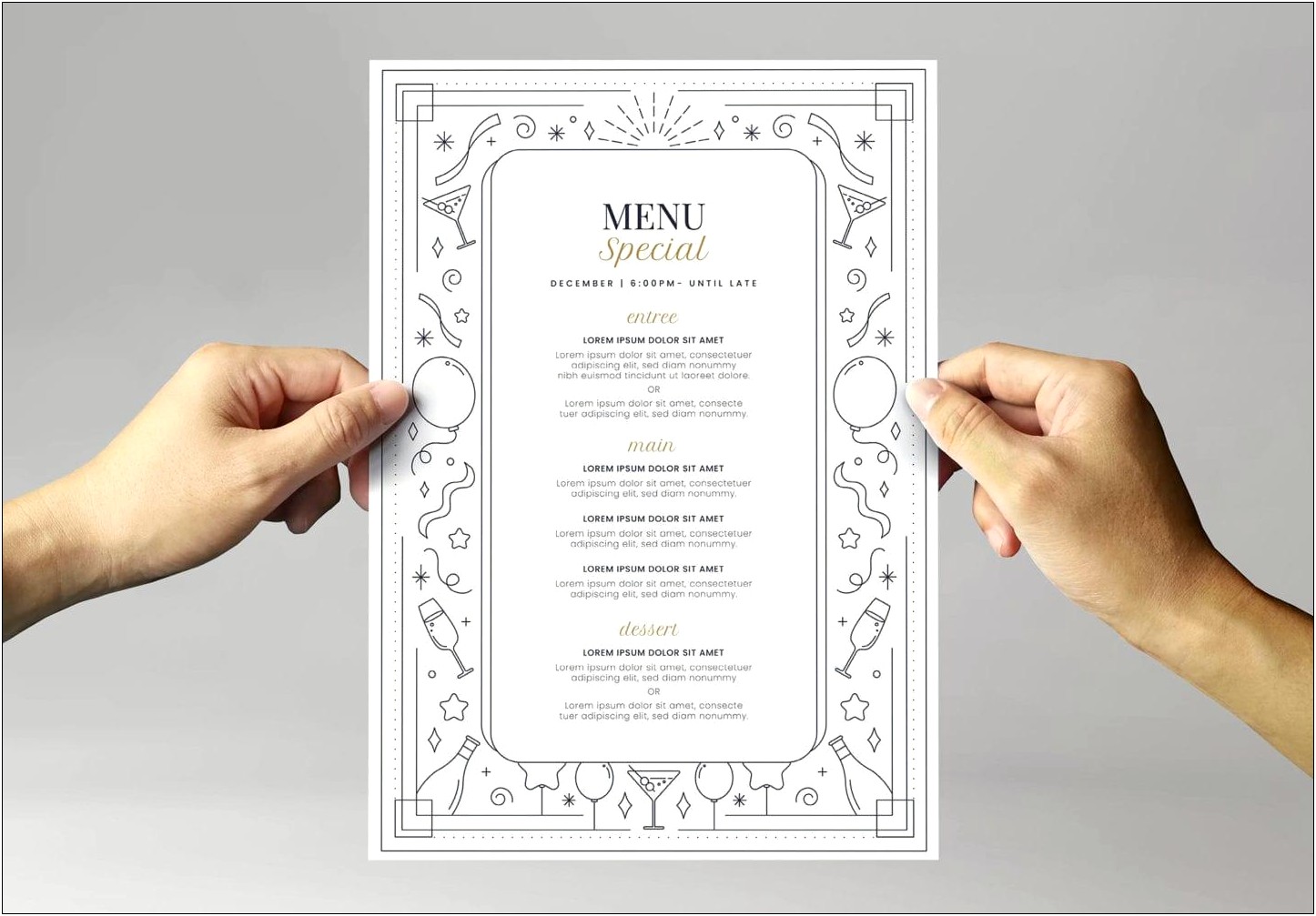 Free New Year's Eve Menu Template