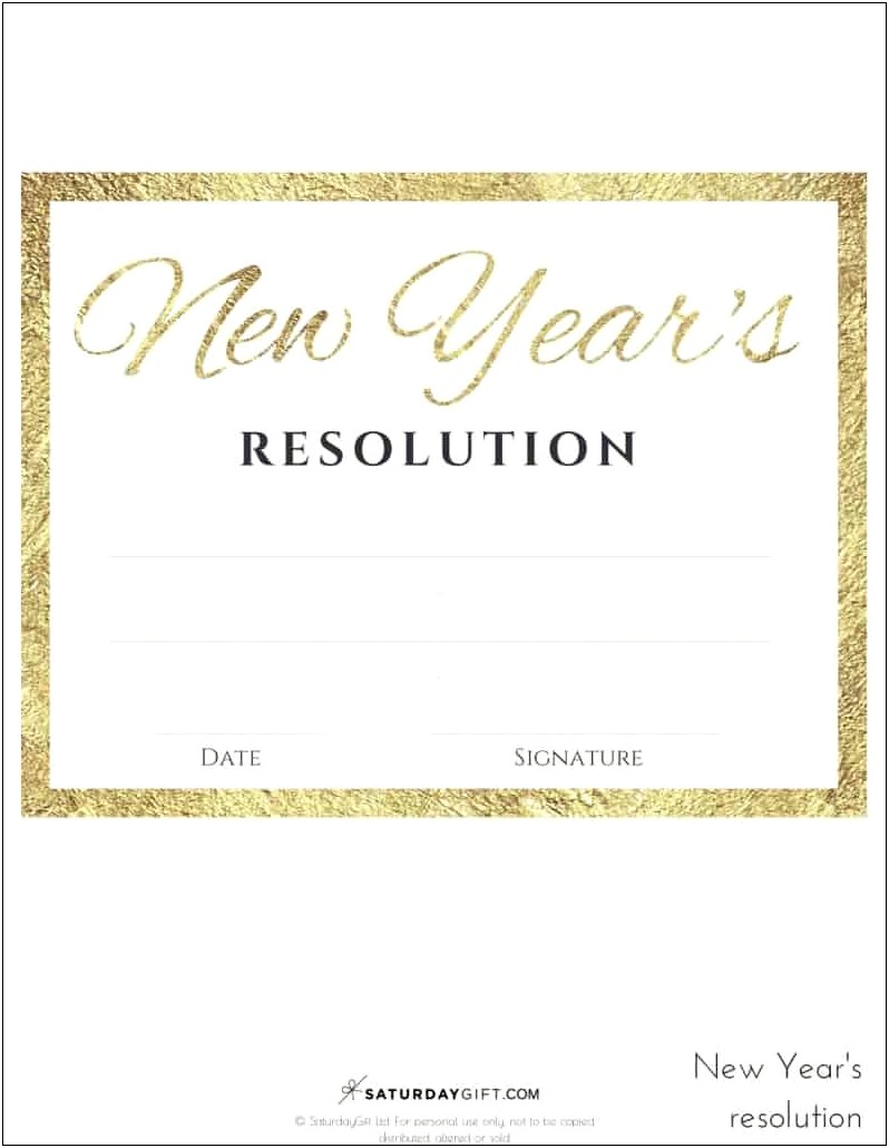 Free New Year's Resolution Template Printables