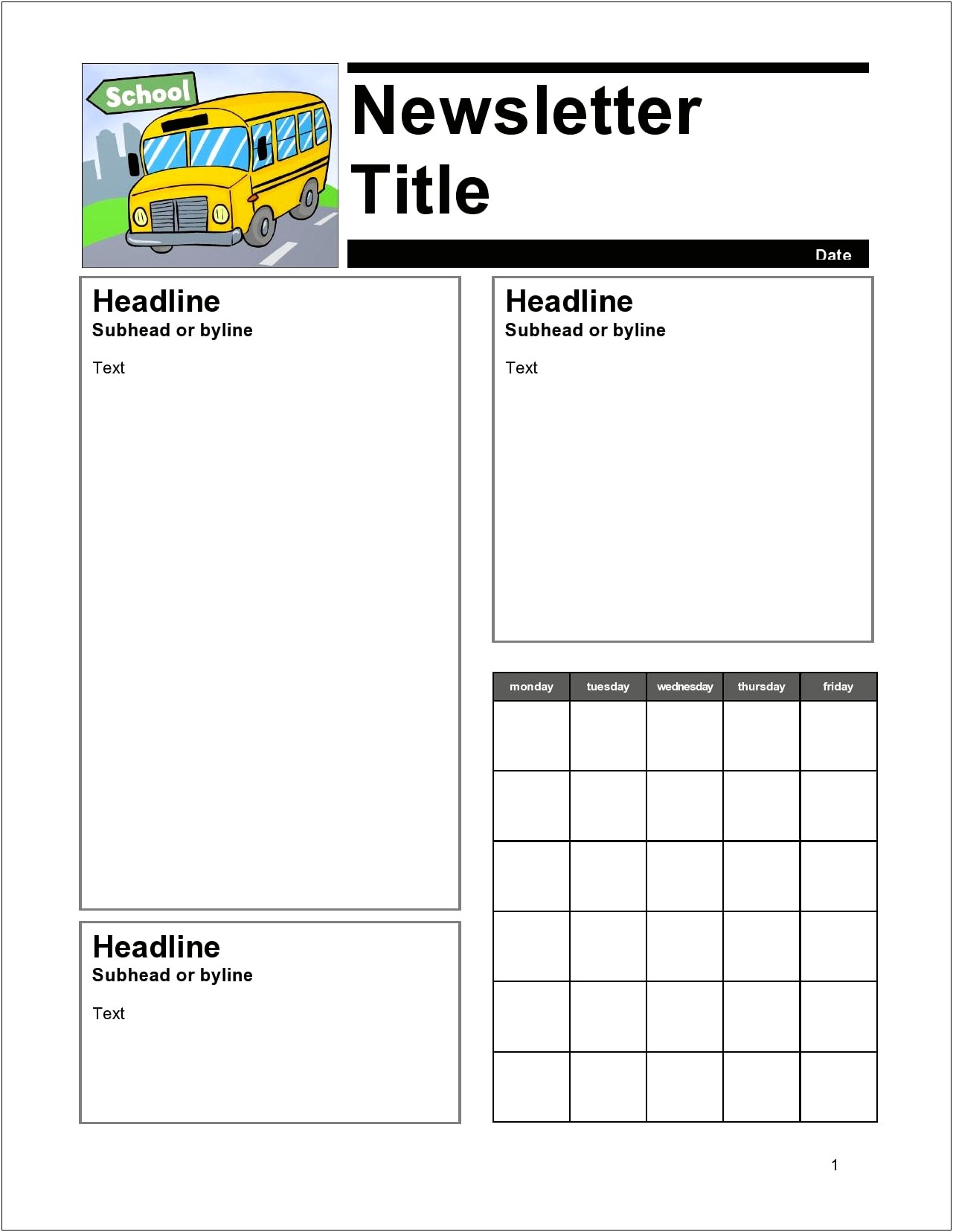 Free Newsletter Templates For Elementary Grades