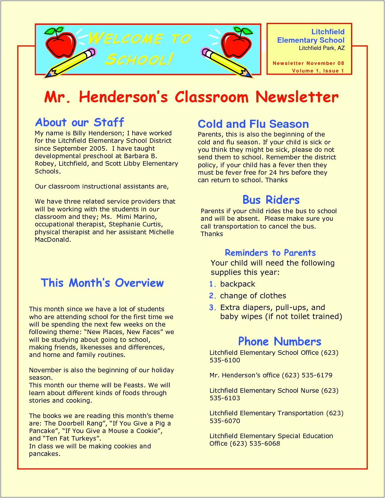 Free Newsletter Templates For Elementary Teachers