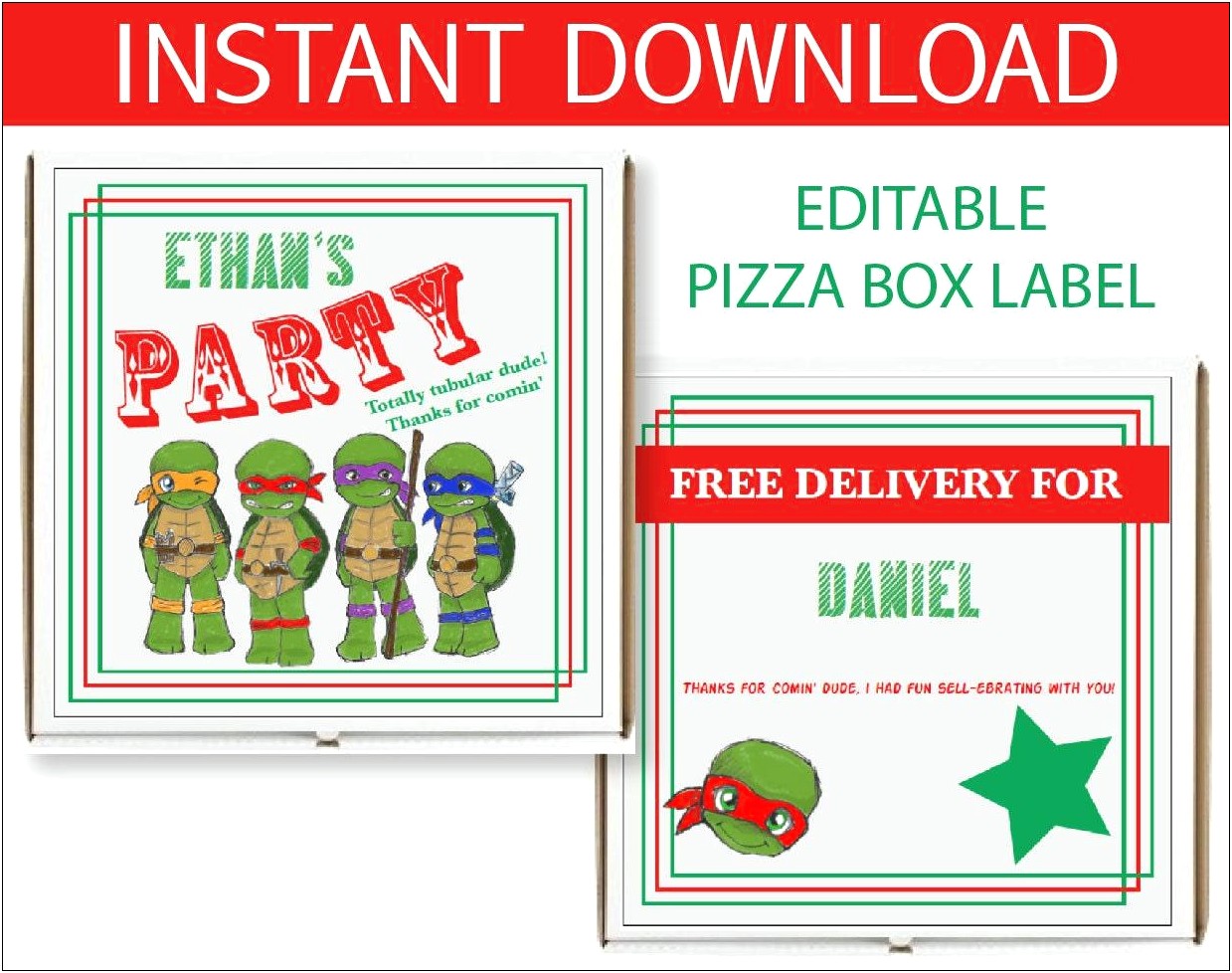 Free Ninja Turtle Pizza Box Template