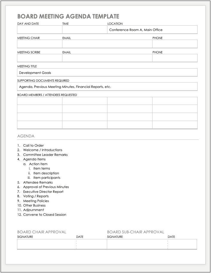 Free Non Profit Business Meeting Minutes Template