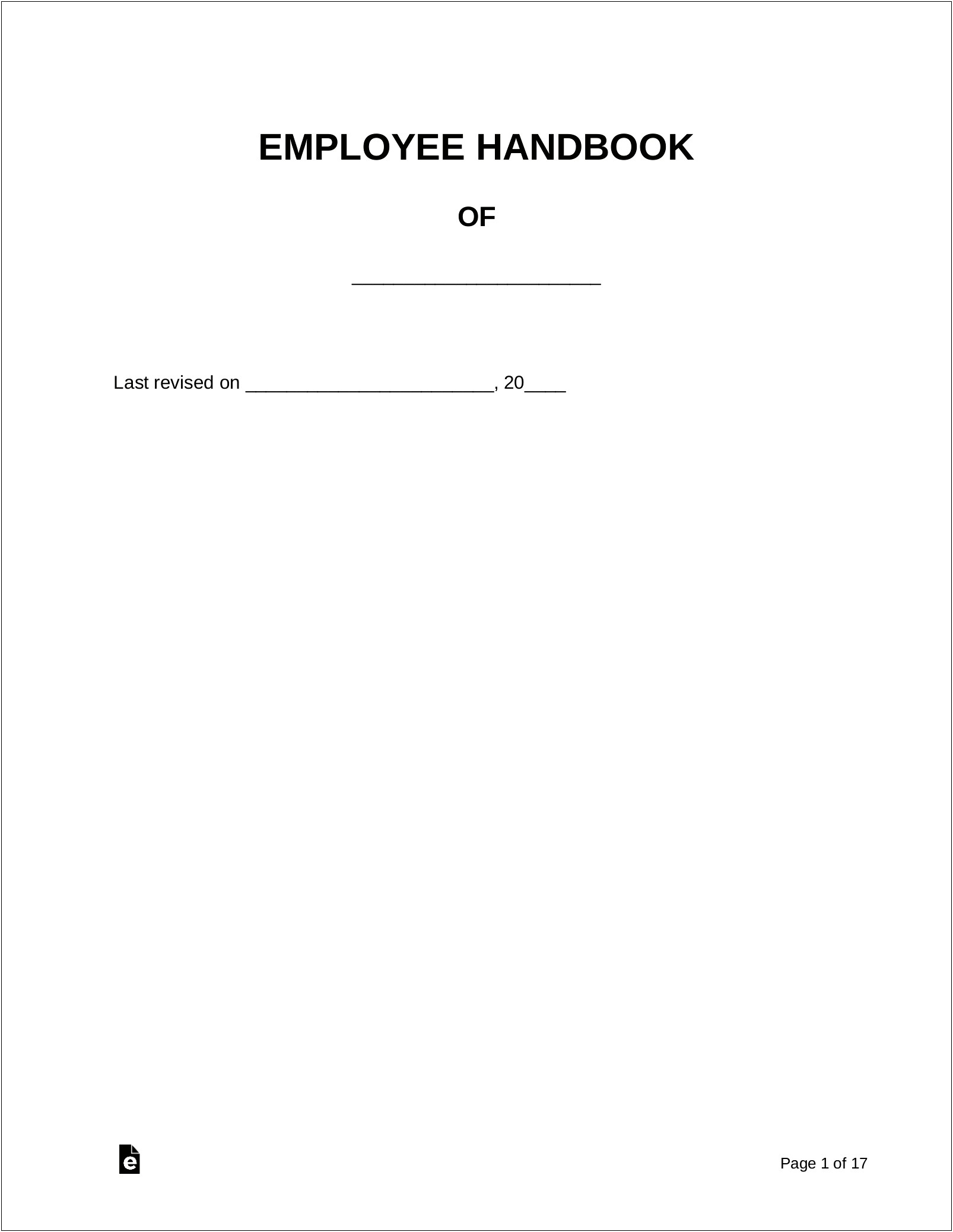 Free Non Profit Employee Handbook Template