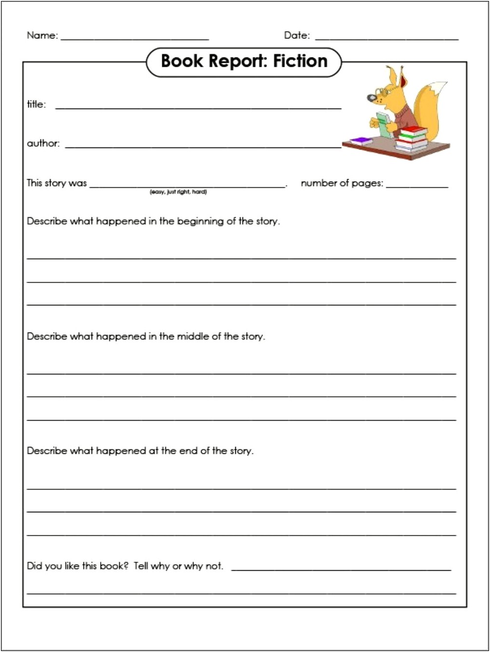 Free Nonfiction Book Report Templates For Grade 8
