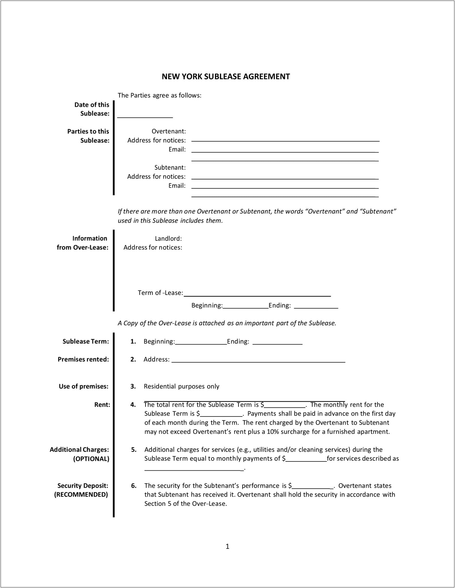 Free Nys Month To Month Lease Template