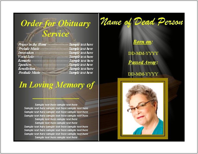 Free Obituary Fill In Template Download