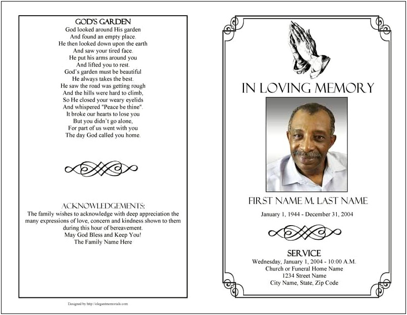 Free Obituary Program Template For Word Download
