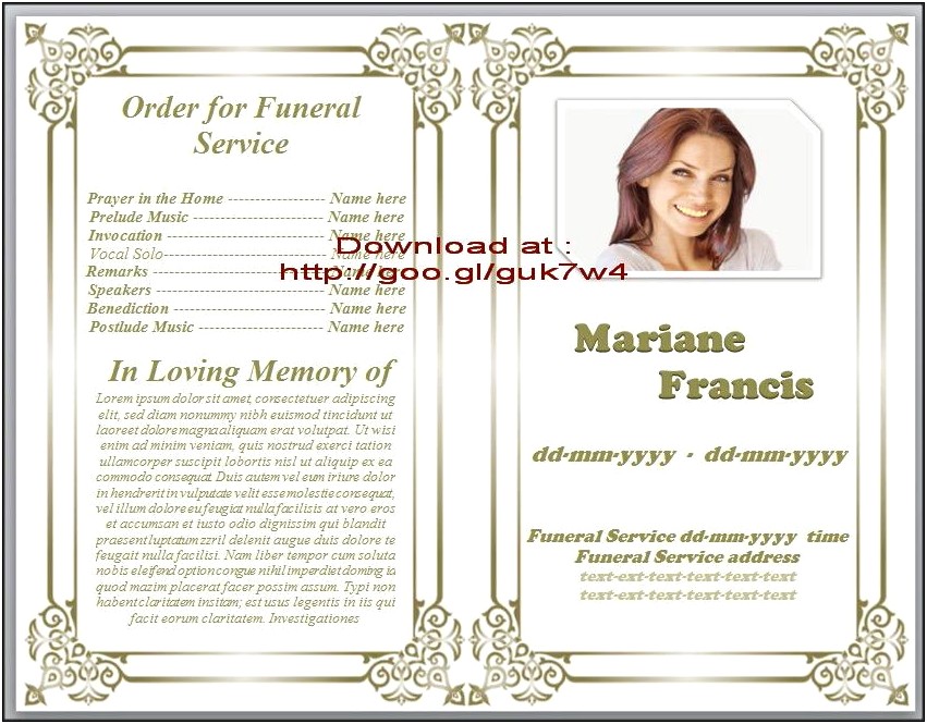 Free Obituary Template For Microsoft Publisher
